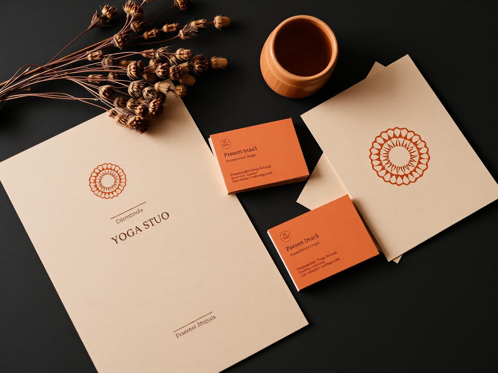 Cancelleria Mandala Yoga su carta kraft con fiori secchi