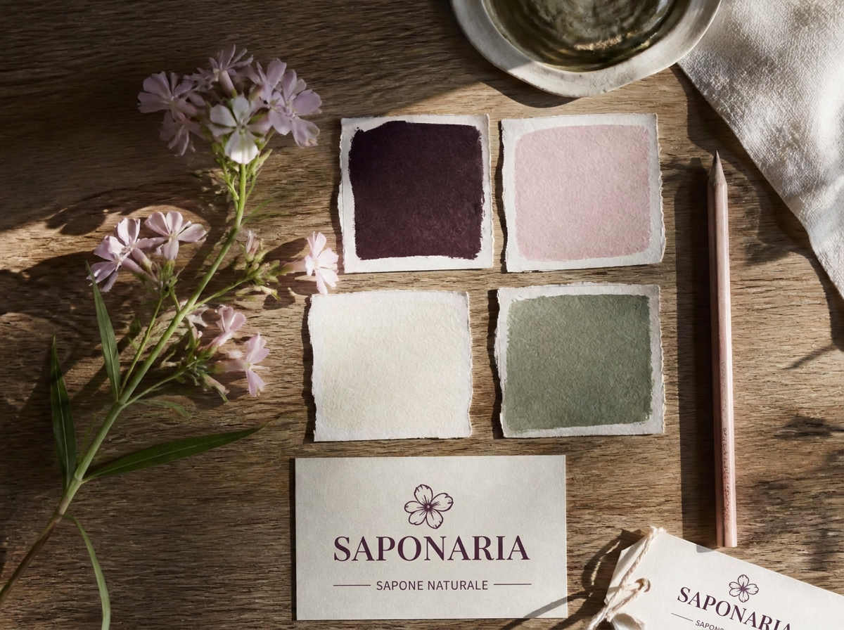 Campioni di palette dipinti a mano con fiori di saponaria