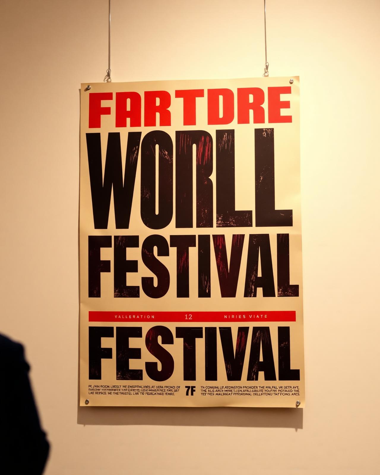 Poster Carattere Festival appeso al muro