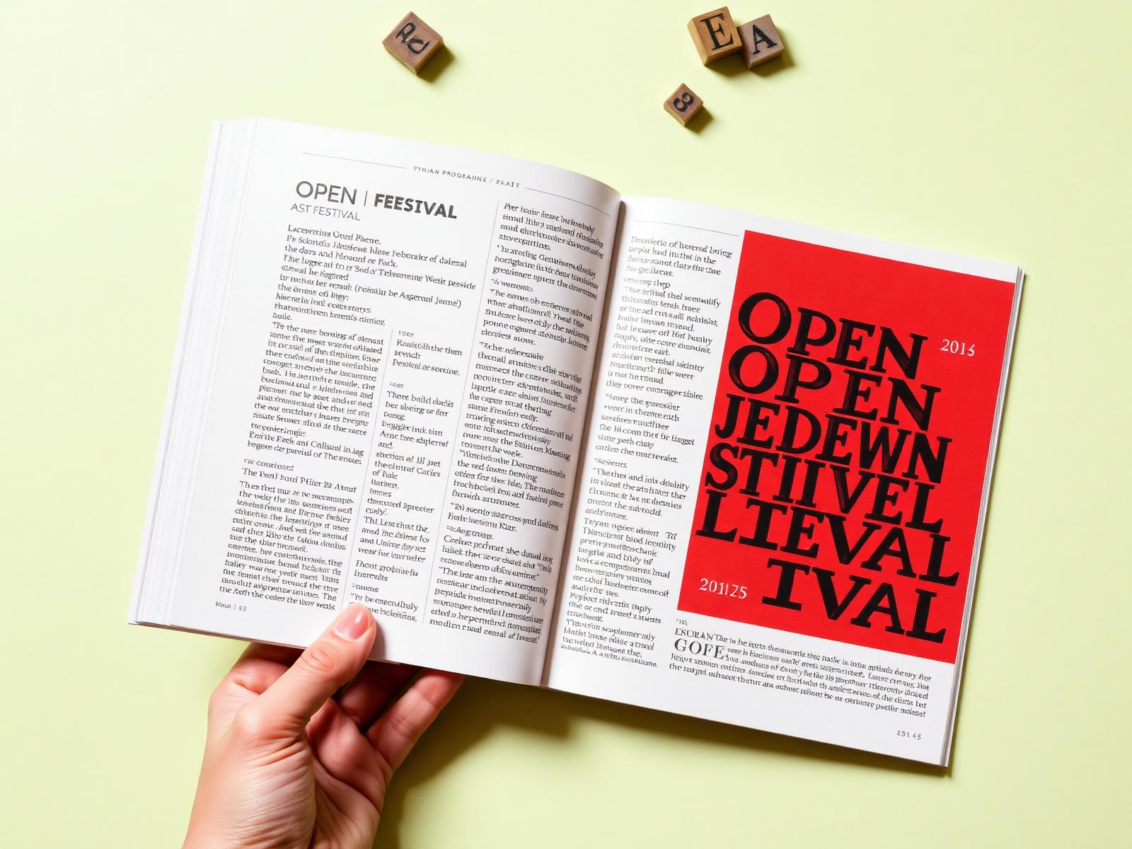 Spread interno del programma stampato in due colori